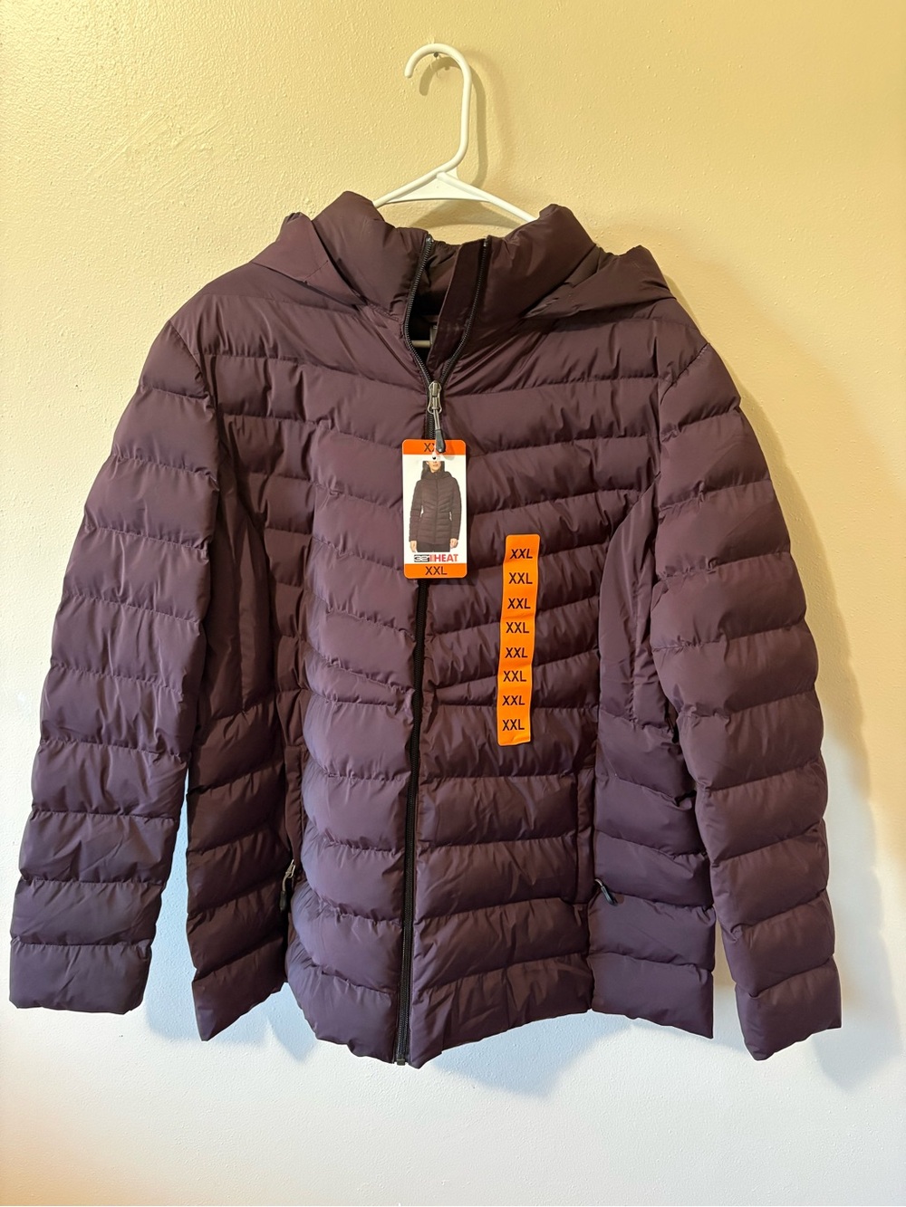 32 Degree Heat Hooded Puffer Jacket Women’s size XXL in Purple NWT!!!